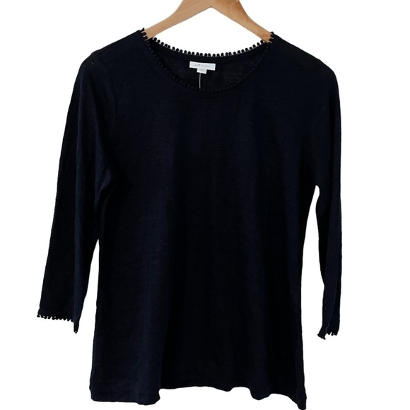NWT J. Jill Love Linen Navy Blue Bobble Knit Top - Picture 1 of 7